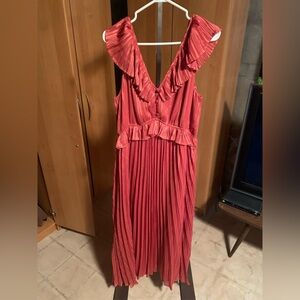 Elegant Rose Ruffled Women's Dress